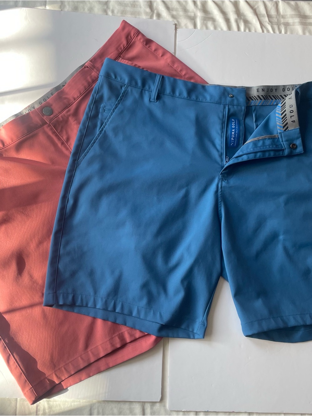 Puma Golf Dealer Shorts Lot of 2 Men's Size 40 Blue Pink Technical 10" Inseam